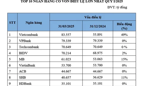 Top 10 ngân hàng có vốn điều lệ và tổng tài sản lớn nhất