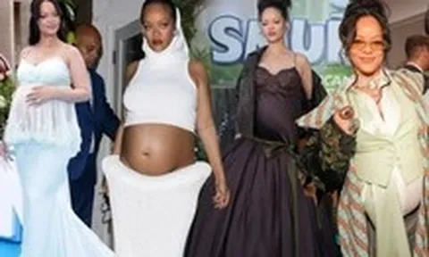 Rihanna phá vỡ mọi chuẩn mực thời trang bà bầu, không ngại mặc đồ xuyên thấu