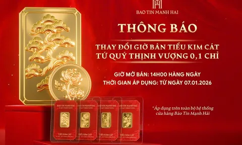 Bảo Tín Mạnh Hải thông báo về sản phẩm vàng 0,1 chỉ: Thay đổi từ ngày mai (7/1), khách hàng lưu ý!