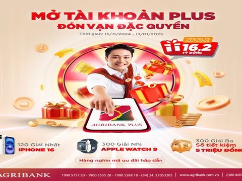 Cơ hội nhận iPhone 16 khi mở tài khoản Plus trên Agribank Plus