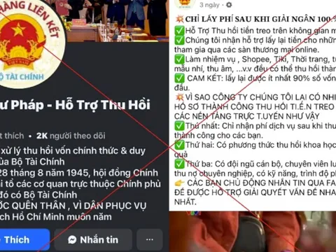 Cảnh báo Facebook giả mạo Bộ Tư pháp hỗ trợ lấy lại tiền lừa đảo