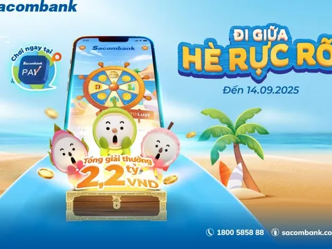 Vòng quay may mắn hơn 2,2 tỷ đồng chờ đón người dùng Sacombank Pay trong mùa hè 2025