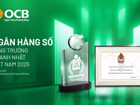 OCB đạt giải Ngân hàng số tăng trưởng nhanh nhất Việt Nam 2025