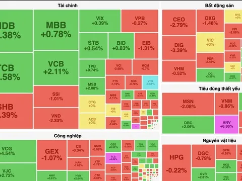 VCB gồng gánh VN-Index thoát khỏi phiên giảm điểm