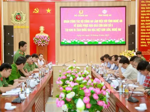 Bộ Công an làm việc với Nghệ An khắc phục hậu quả bão Kajiki tại Khu di tích Kim Liên