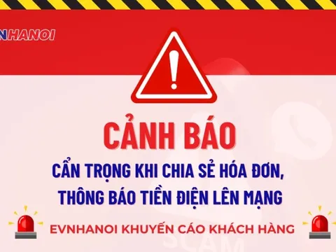 EVNHANOI cảnh báo rủi ro khi đăng hóa đơn tiền điện lên mạng