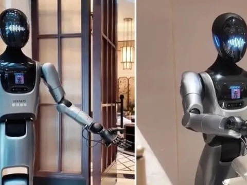 Khách sạn ở Trung Quốc dùng robot hình người làm lễ tân, dọn phòng
